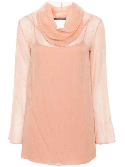 blush pink silk chiffon semi-sheer construction Alberta Ferretti | AF021501140169